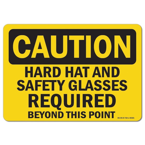 Signmission OSHA Caution Sign, Hard Hat Glasses Shoes, 18in X 12in Rigid Plastic, 12" H, 18" W, Landscape OS-CS-P-1218-L-19181 - main